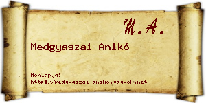 Medgyaszai Anikó névjegykártya